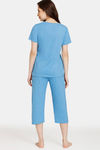Rosaline Reclaimed Nature Knit Cotton Capri Set - Azure Blue — thumbnail 3